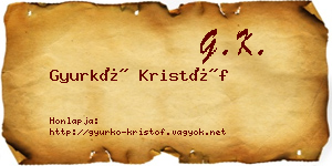 Gyurkó Kristóf névjegykártya